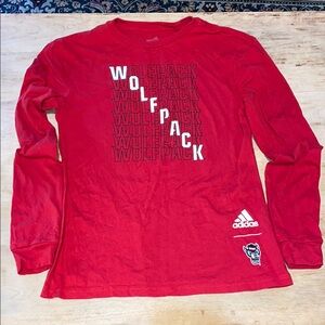 NC STATE Adidas Red Long Sleeve Wolfpack Tee, women’s small, EUC